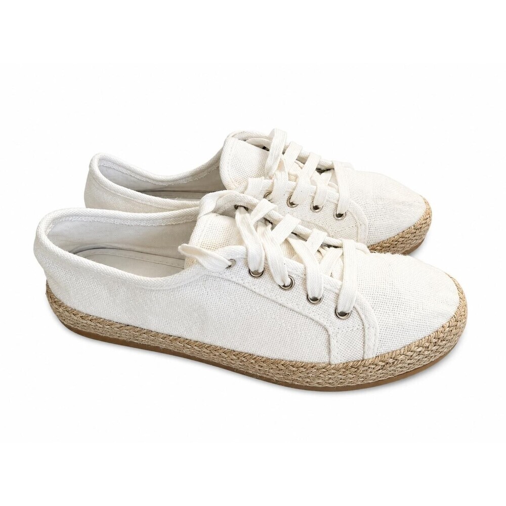 Tommy Bahama Womens White Canvas Espadrille Lace Up Sneaker Shoe Size 10M